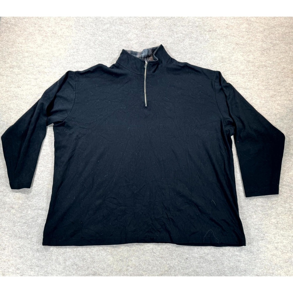 LINKS Sweater Mens 2X Black Tight Knit Mock Neck Winter Casual Quarter Zip